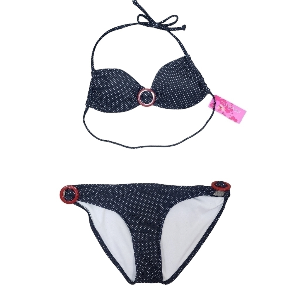 XHILARATION Polka Dot Bikini Size Top M Bottom L